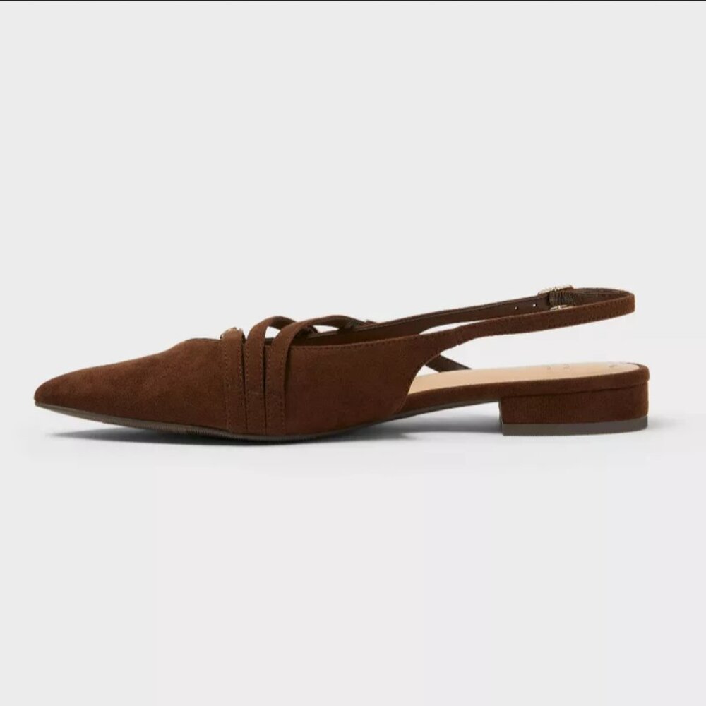 Twiggy Multi Buckle Mini Heel Flats with Memory Foam Insole - A New Day™ Brown 7 - Picture 3 of 10